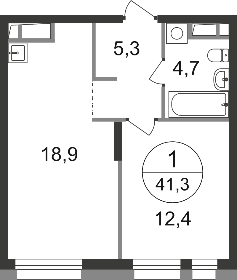 2 ккв (Евро) 41,3 м²