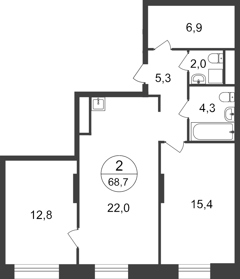 3 ккв (Евро) 66,6 м²
