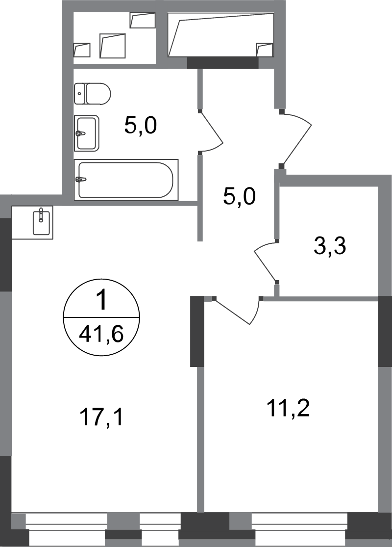 2 ккв (Евро) 41,6 м²