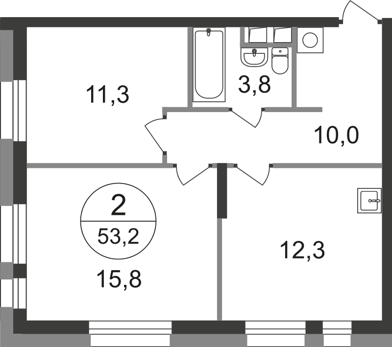 2 ккв 53,2 м²