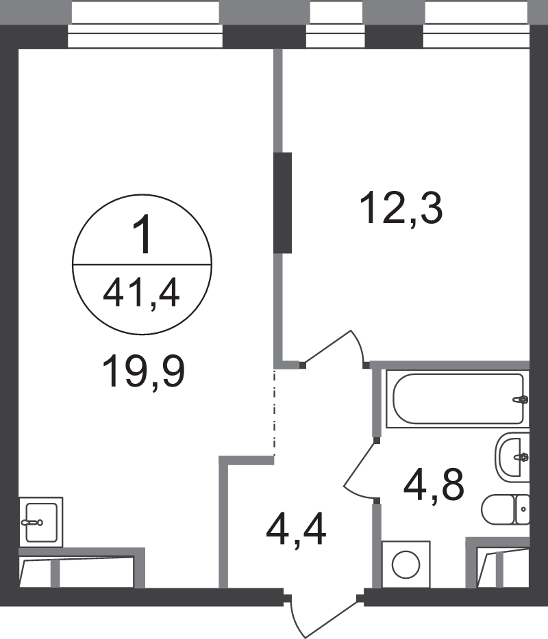 2 ккв (Евро) 41,4 м²