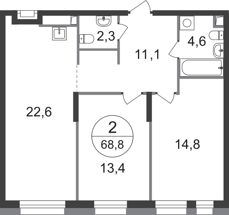 3 ккв (Евро) 68,8 м²