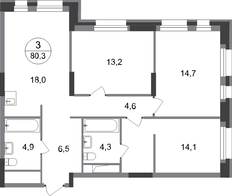 4 ккв (Евро) 80,3 м²