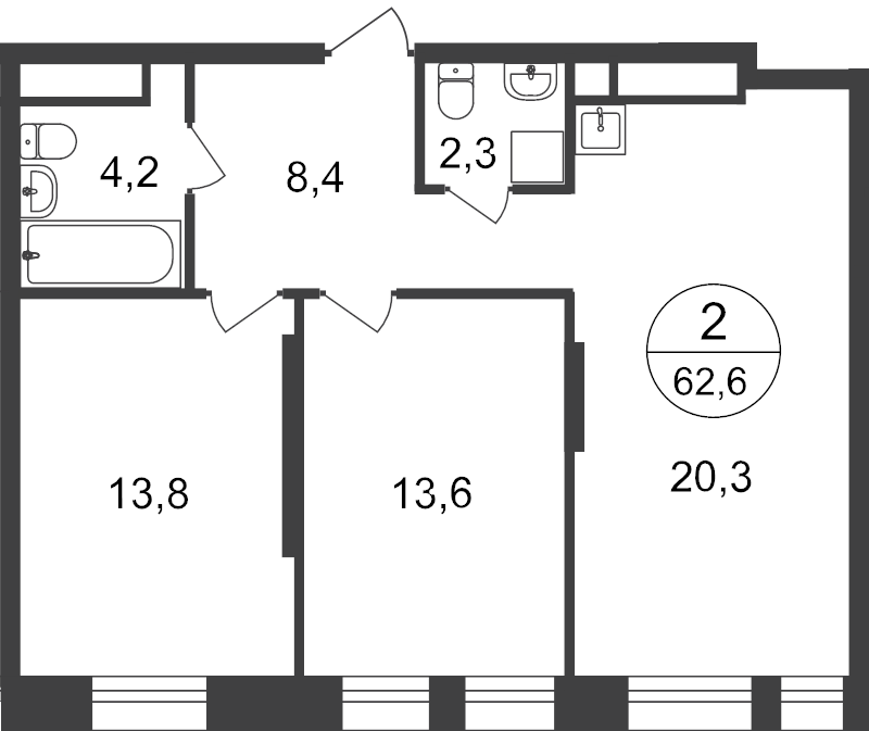 3 ккв (Евро) 59,6 м²