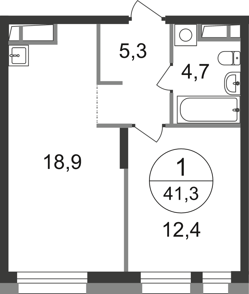 2 ккв (Евро) 41,3 м²