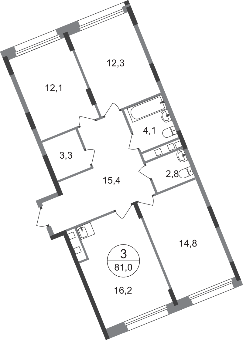 4 ккв (Евро) 81 м²