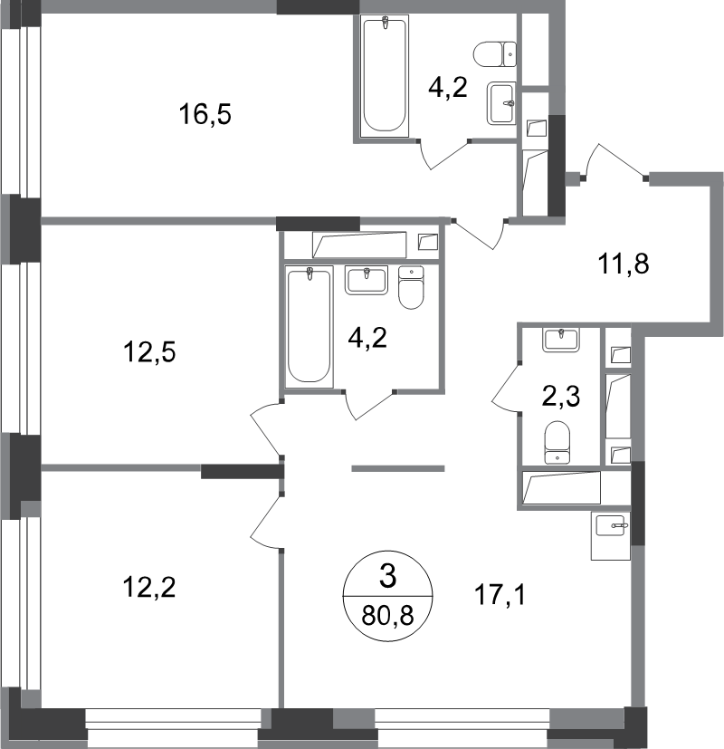 4 ккв (Евро) 80,8 м²