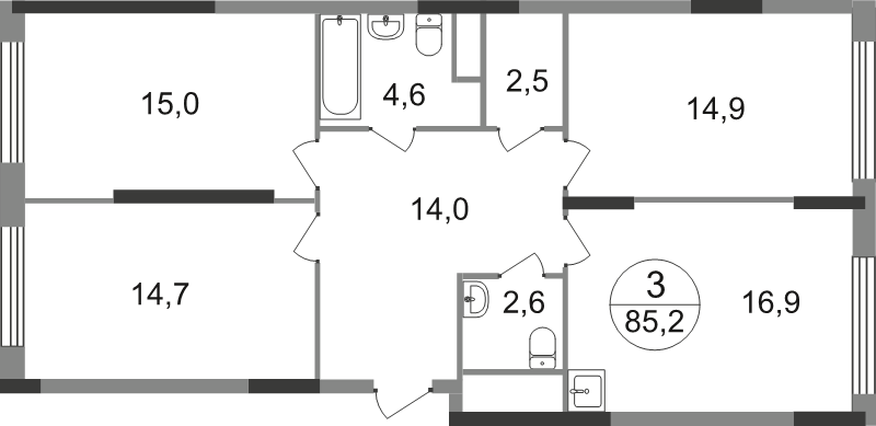 4 ккв (Евро) 85,2 м²