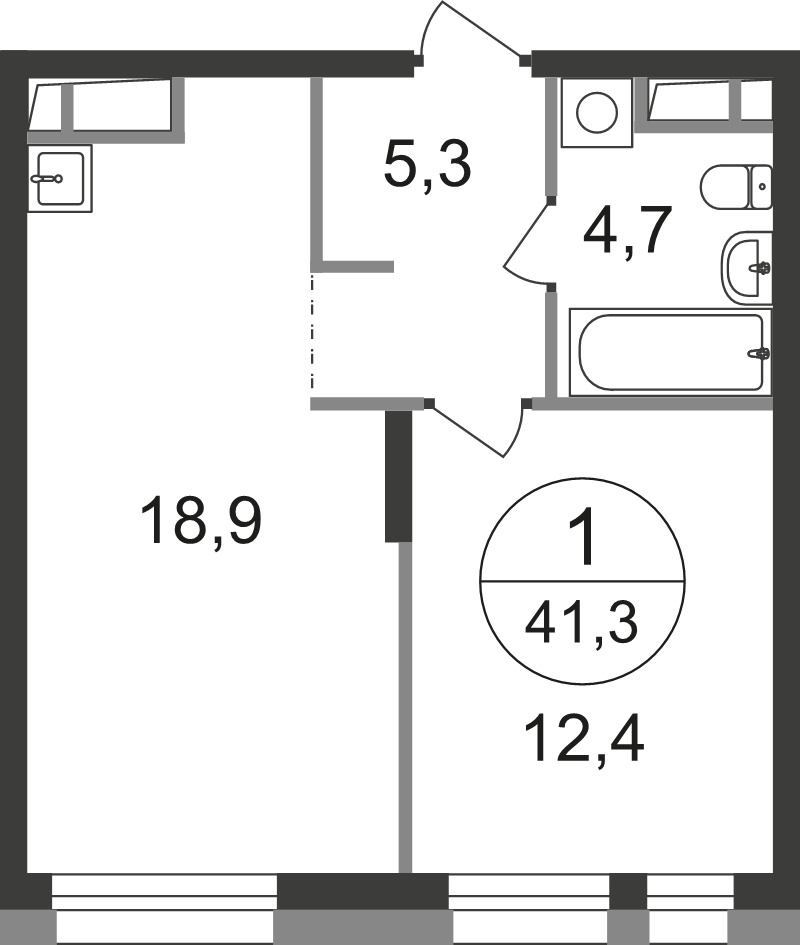 2 ккв (Евро) 41,3 м²