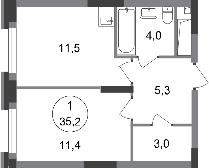 1 ккв 35,2 м²