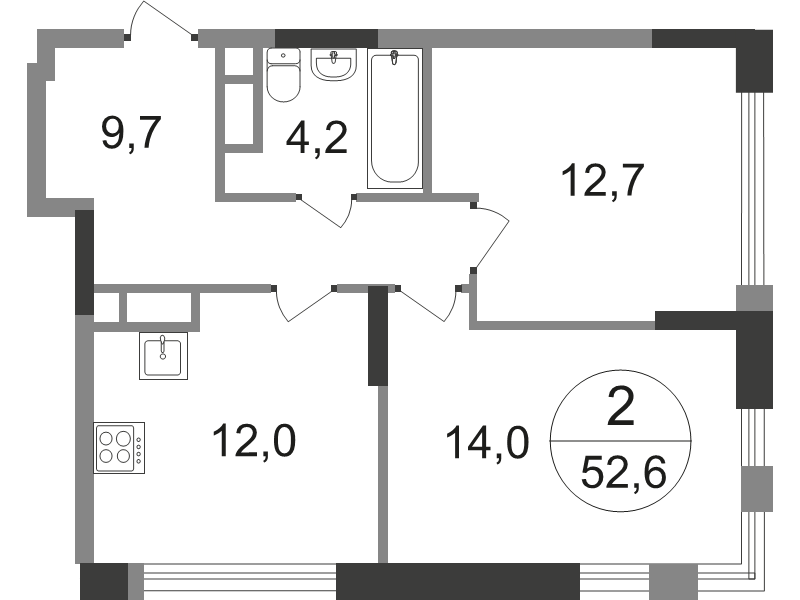 2 ккв 52,6 м²