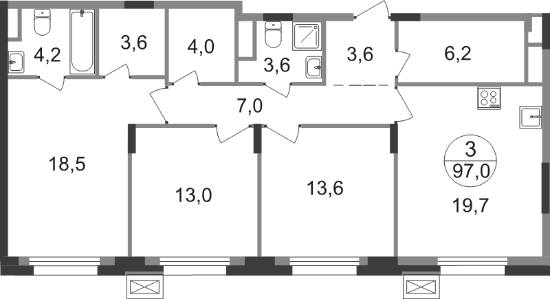 4 ккв (Евро) 97 м²