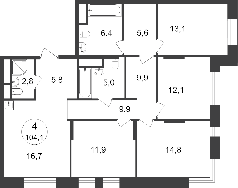 5 ккв (Евро) 101,6 м²