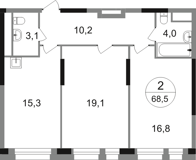 3 ккв (Евро) 68,5 м²