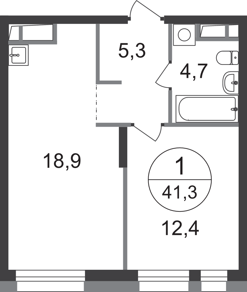 2 ккв (Евро) 41,3 м²