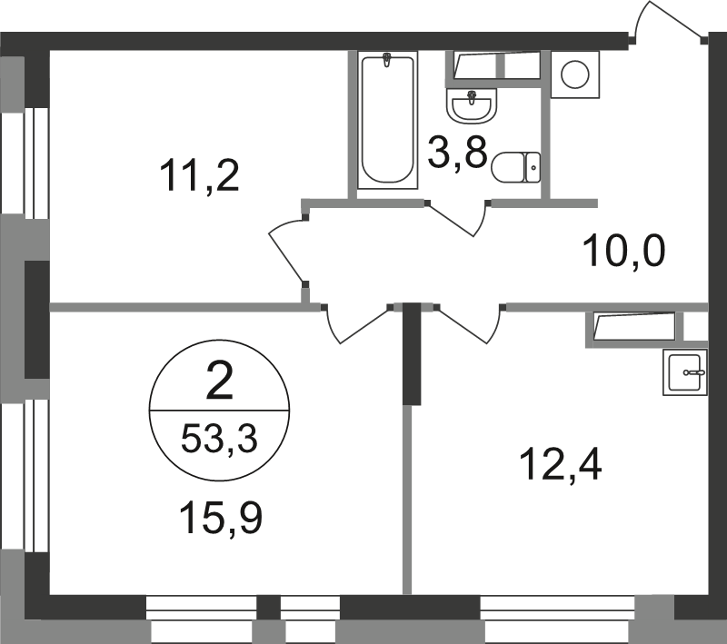 2 ккв 53,3 м²