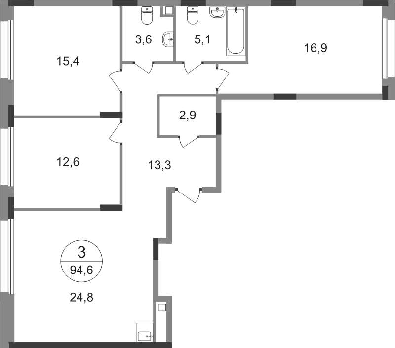 4 ккв (Евро) 94,6 м²