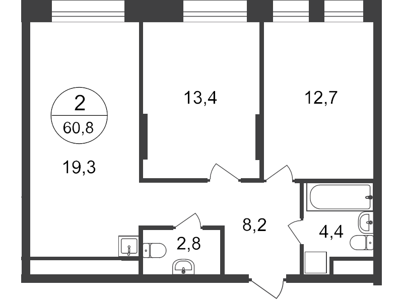 3 ккв (Евро) 58,7 м²