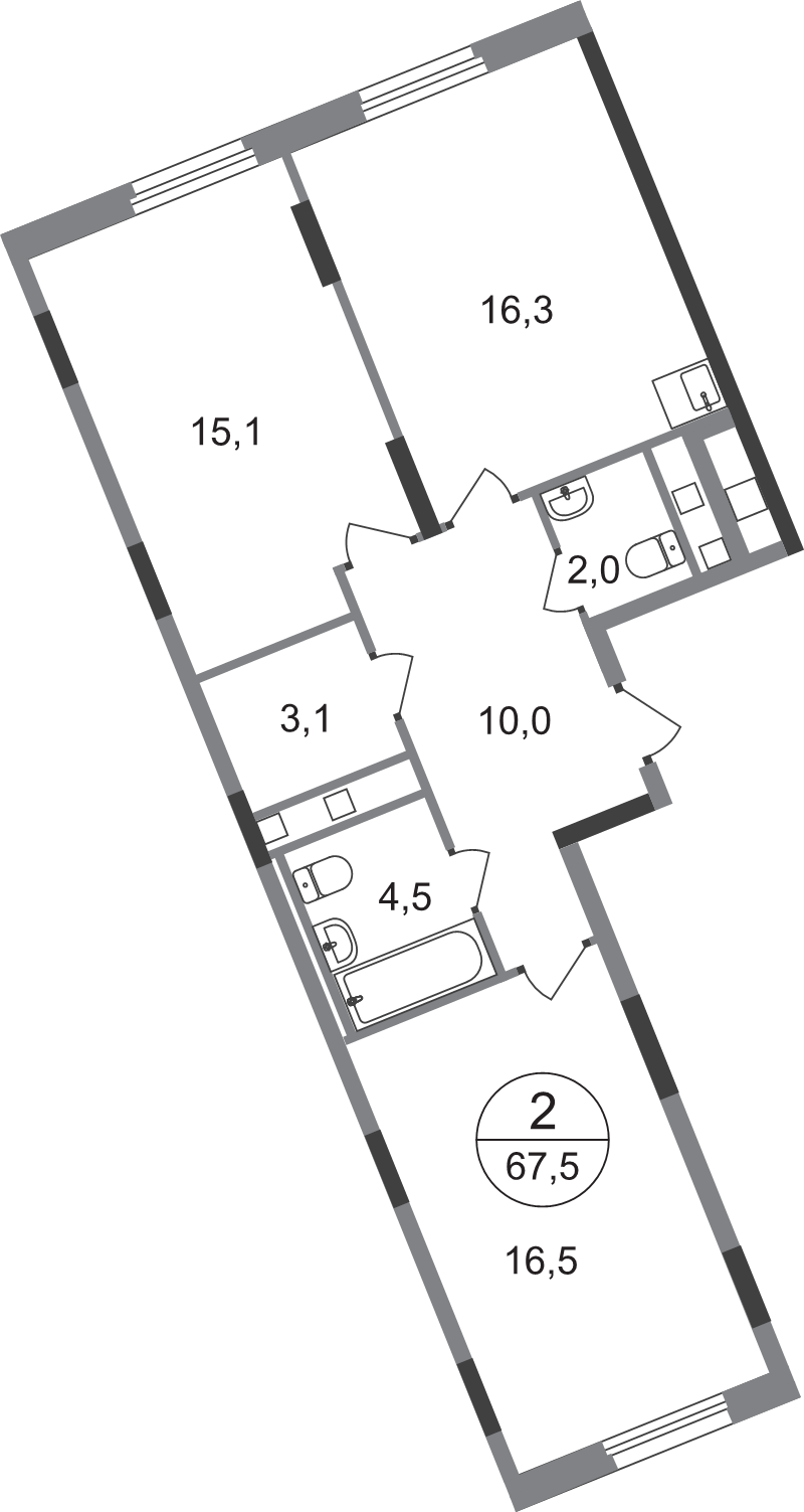 3 ккв (Евро) 67,5 м²