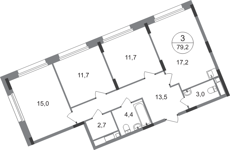 4 ккв (Евро) 79,2 м²