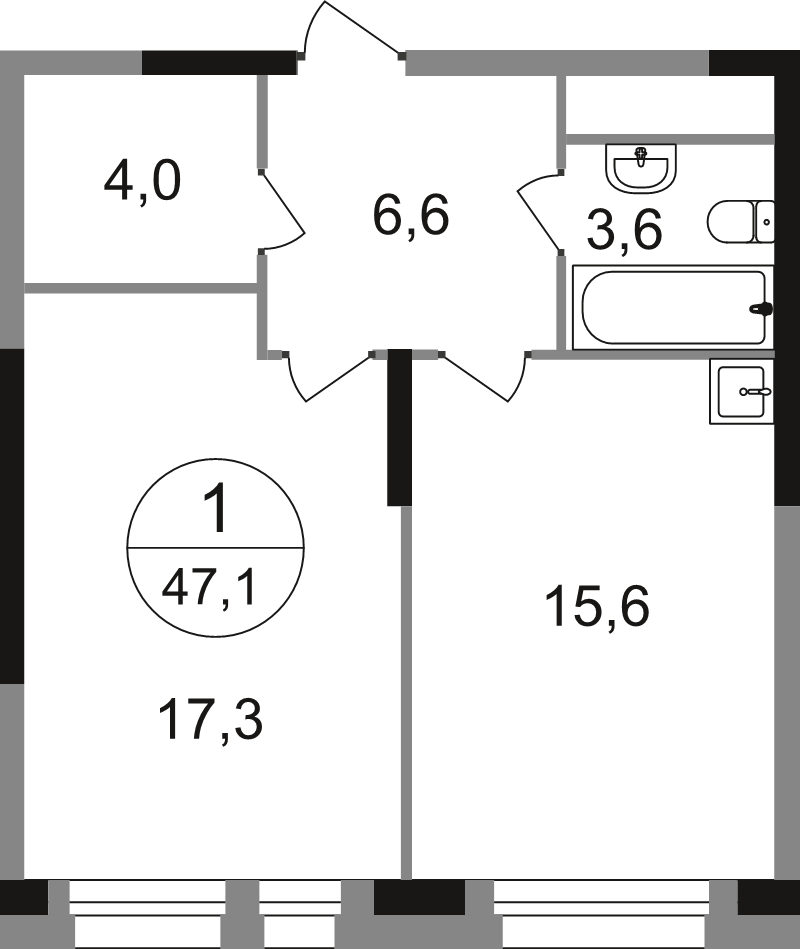2 ккв (Евро) 47,1 м²