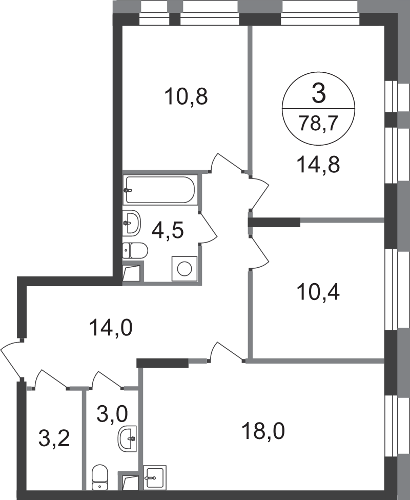 4 ккв (Евро) 78,7 м²