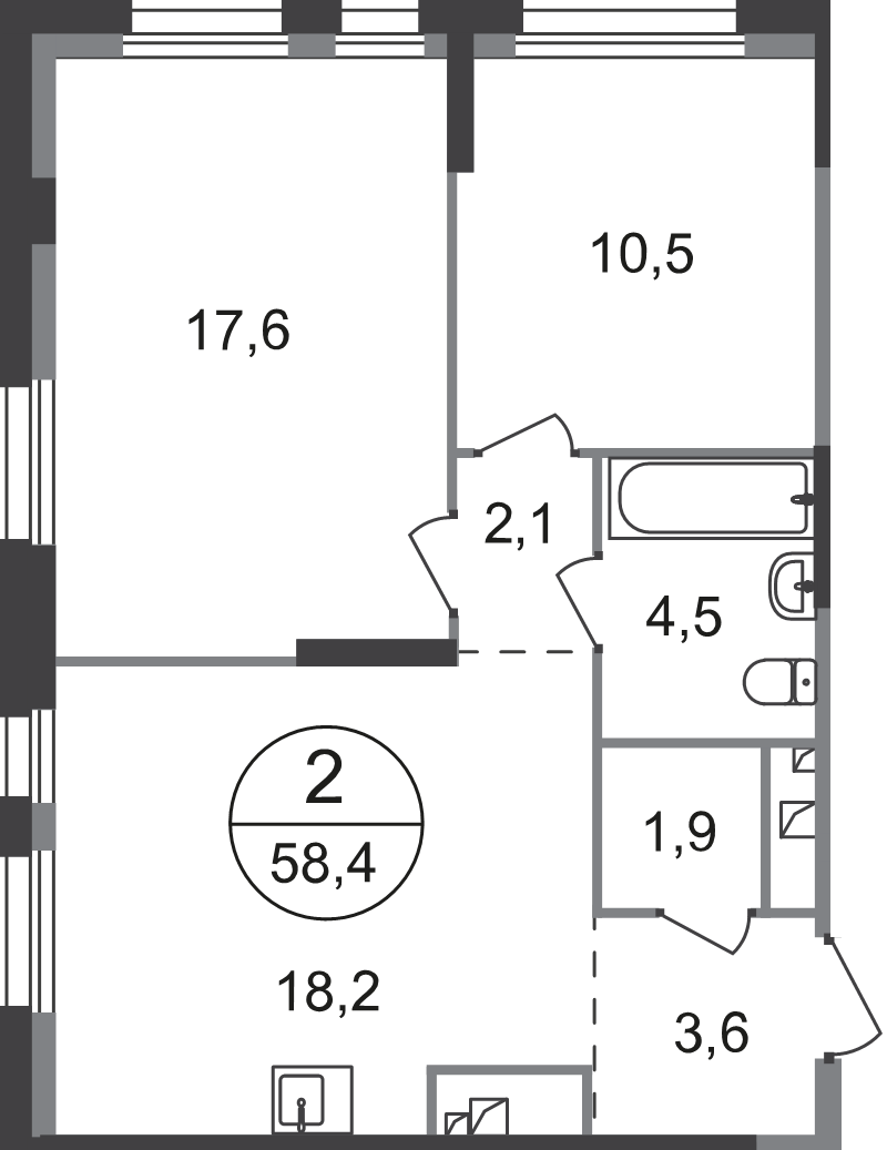 3 ккв (Евро) 58,4 м²