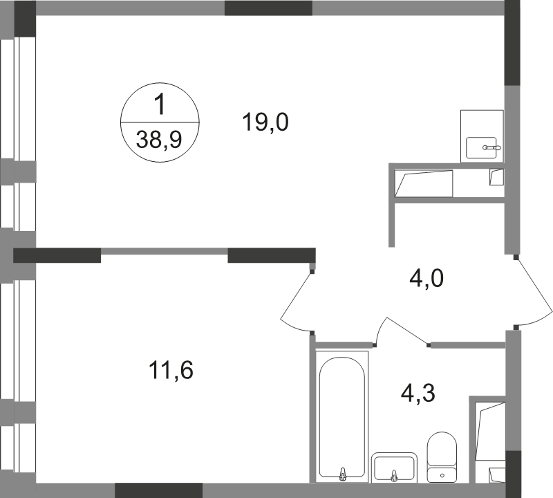 2 ккв (Евро) 38,9 м²