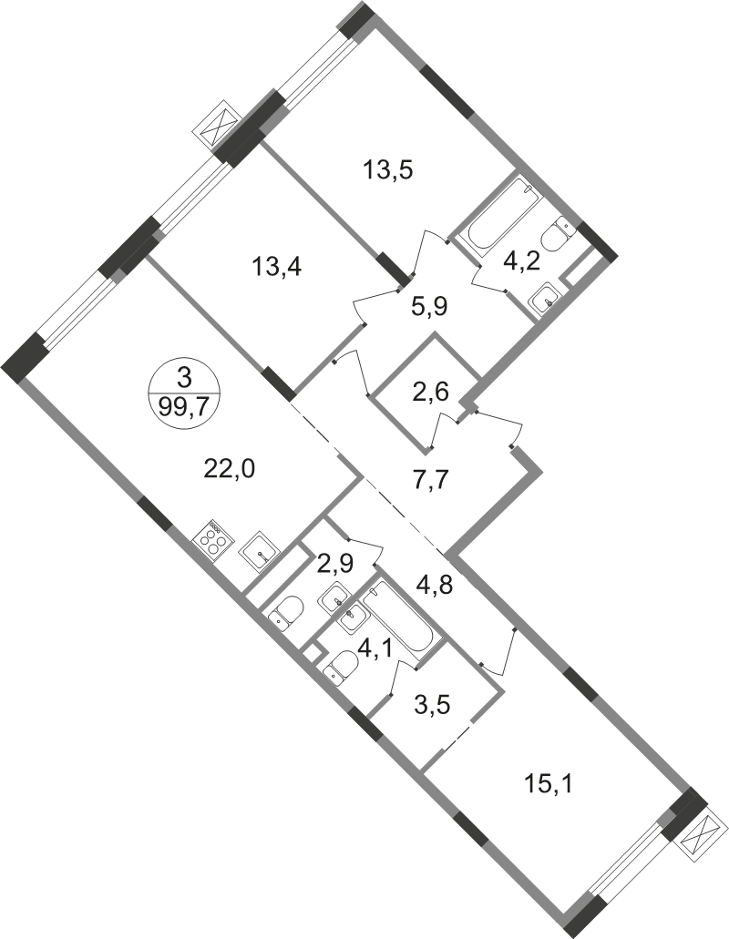 4 ккв (Евро) 99,7 м²