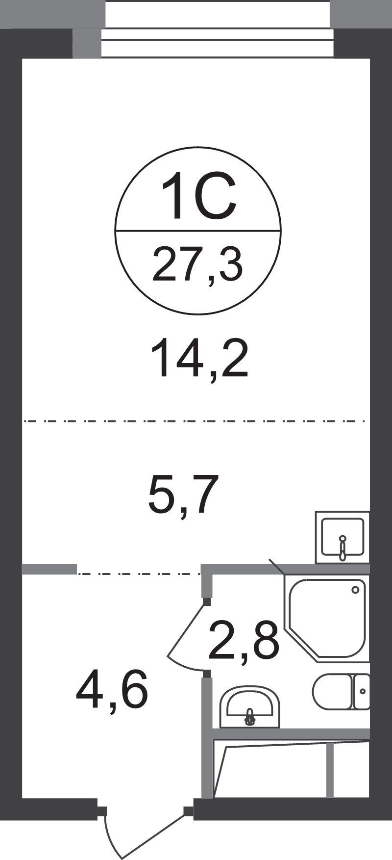 Студия 27,3 м²