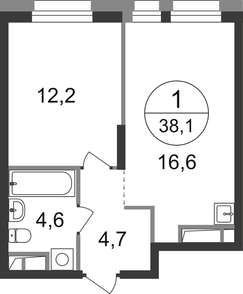 2 ккв (Евро) 38,1 м²