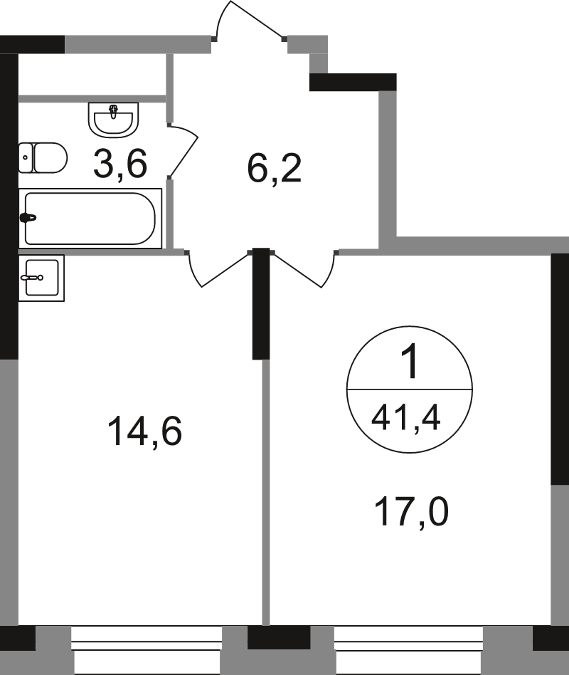 1 ккв 41,4 м²