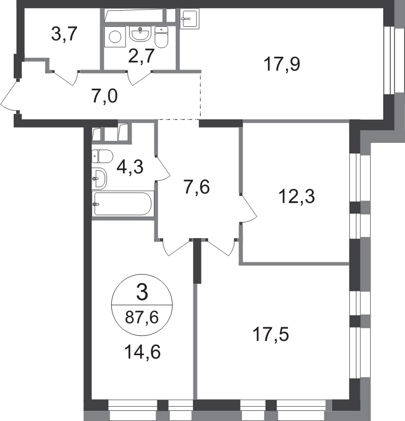 4 ккв (Евро) 87,6 м²