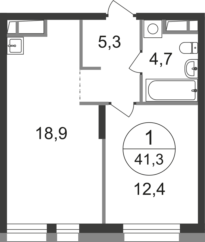 2 ккв (Евро) 41,3 м²