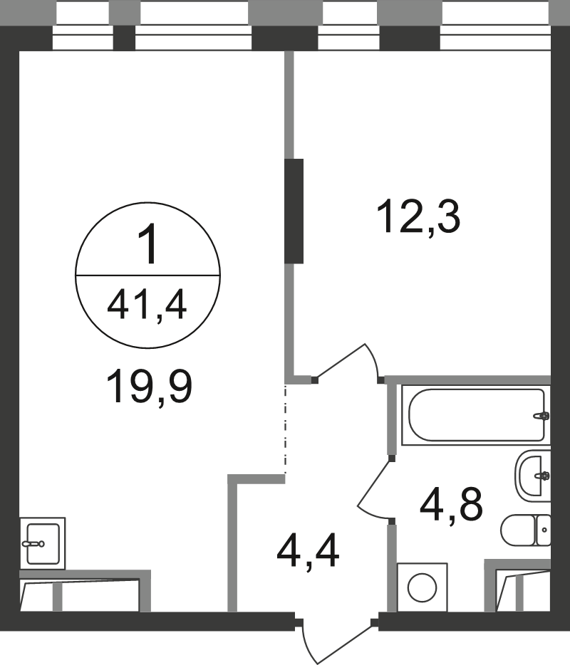 2 ккв (Евро) 41,4 м²