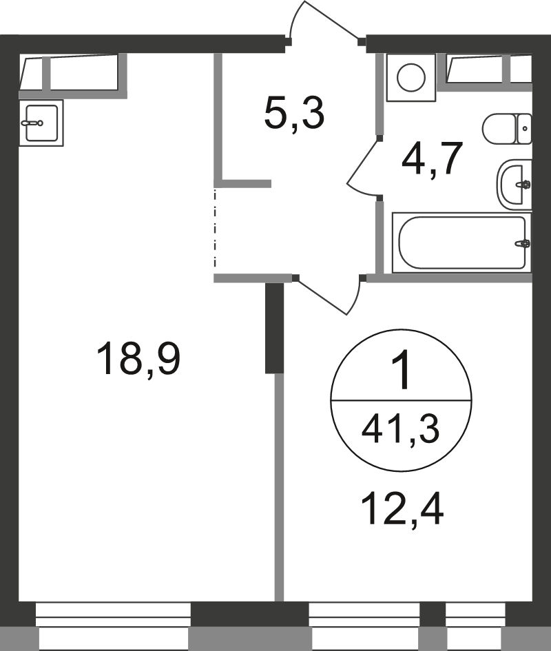 2 ккв (Евро) 41,3 м²