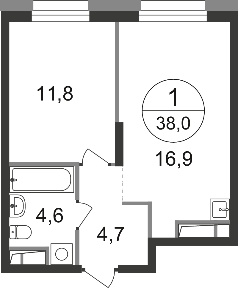2 ккв (Евро) 38 м²