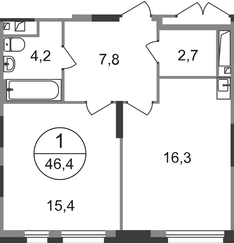 2 ккв (Евро) 46,4 м²