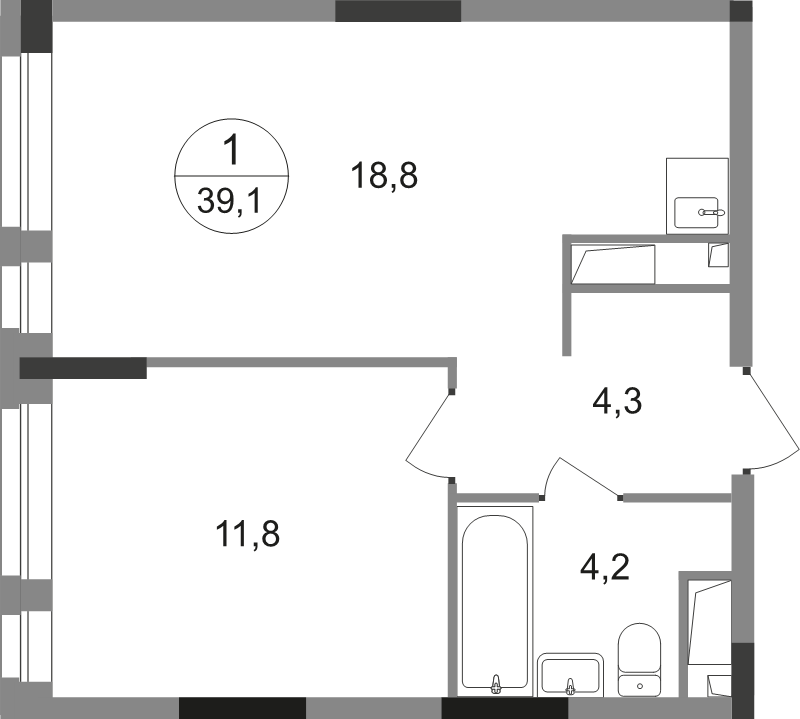 2 ккв (Евро) 39,1 м²