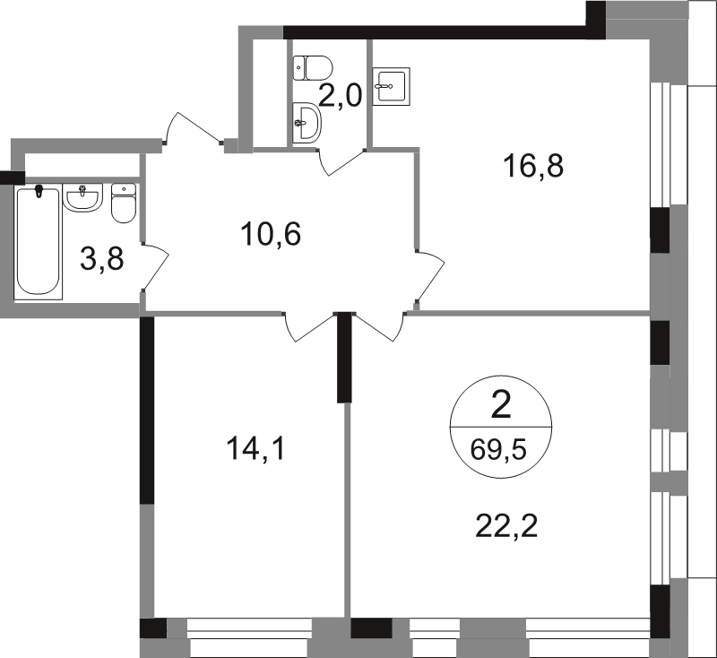 3 ккв (Евро) 69,5 м²