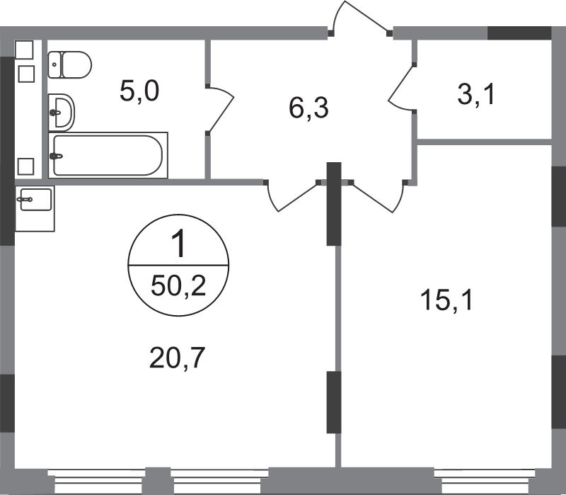 2 ккв (Евро) 50,2 м²