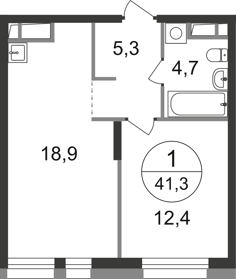 2 ккв (Евро) 41,3 м²