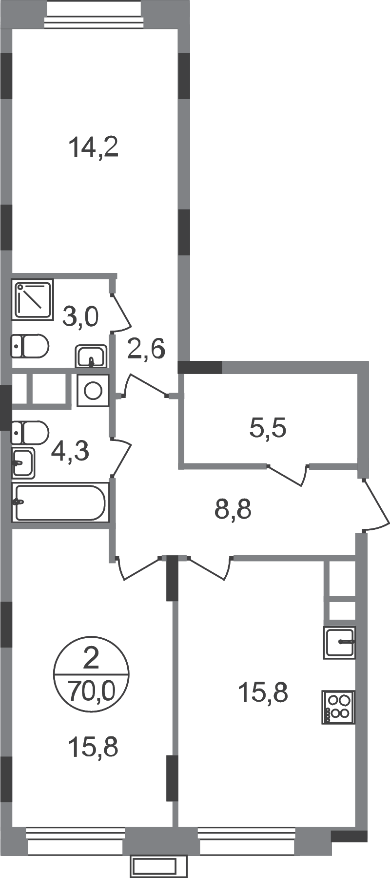 3 ккв (Евро) 70 м²