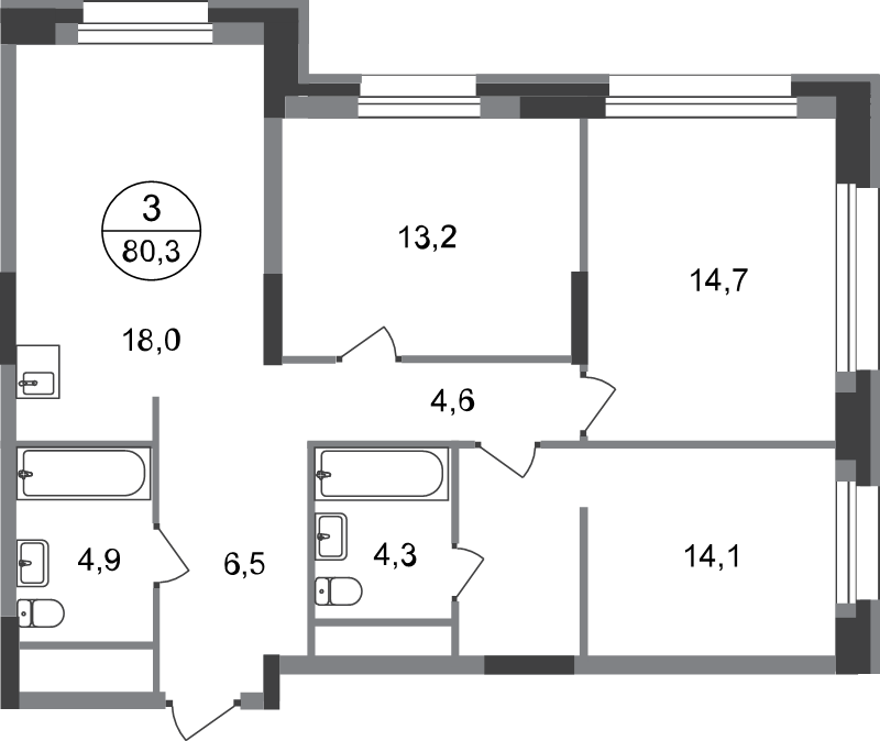 4 ккв (Евро) 80,3 м²