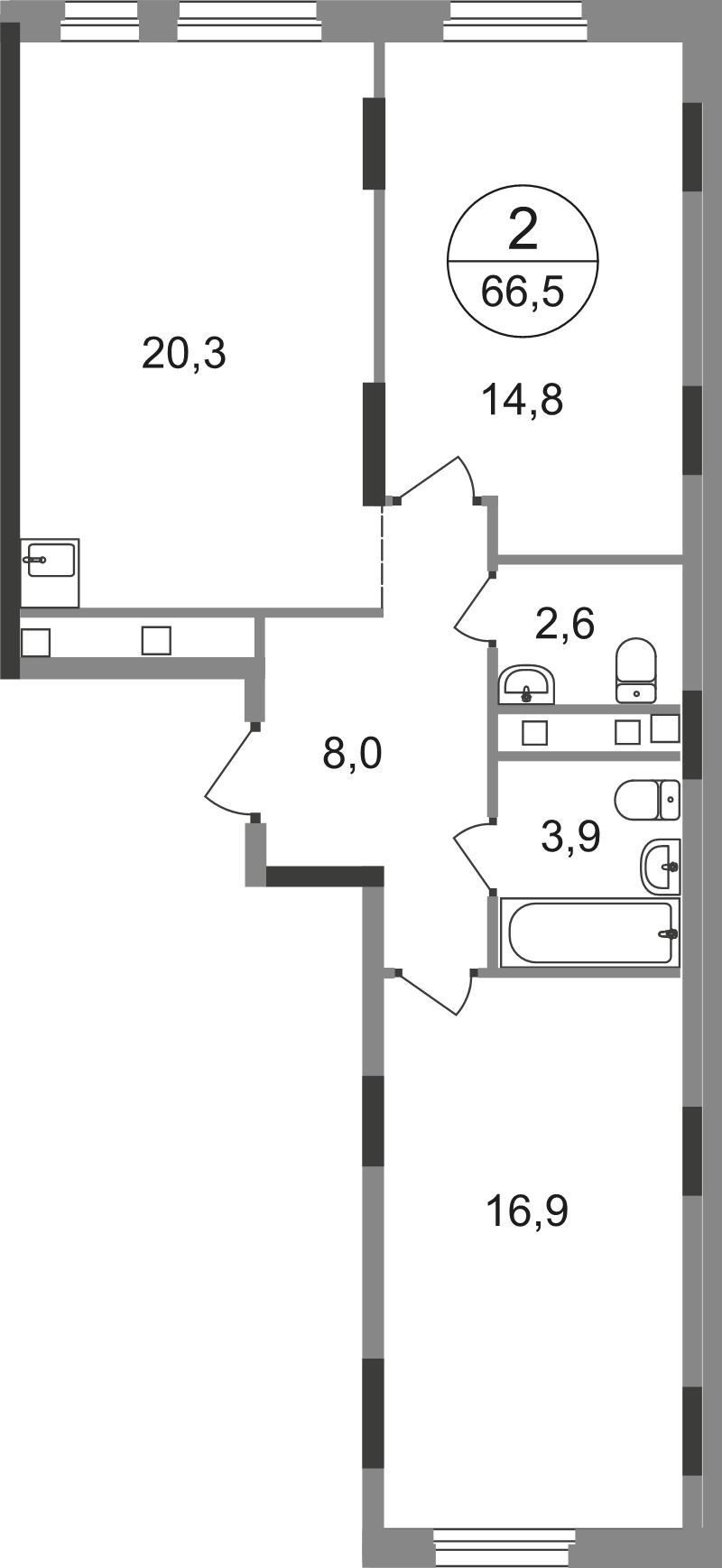 3 ккв (Евро) 66,5 м²