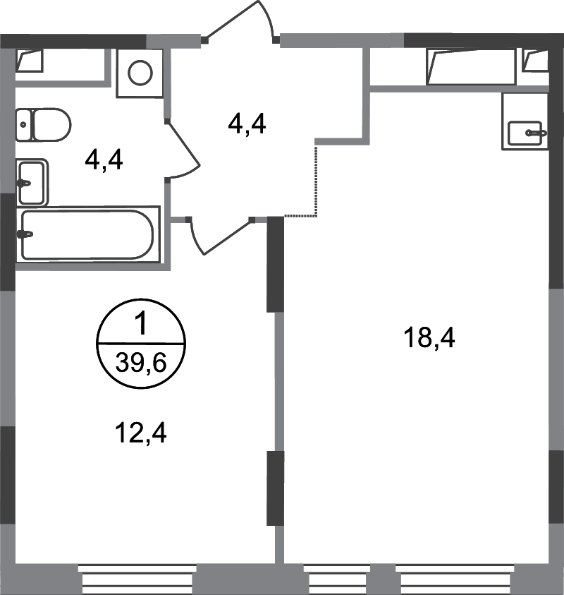 2 ккв (Евро) 39,6 м²