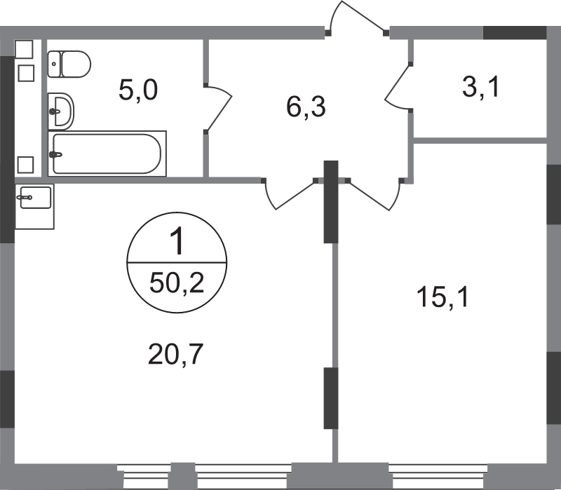 2 ккв (Евро) 50,2 м²