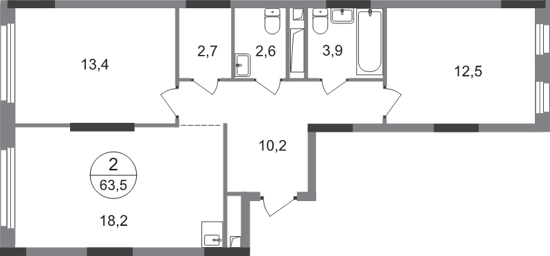3 ккв (Евро) 63,5 м²