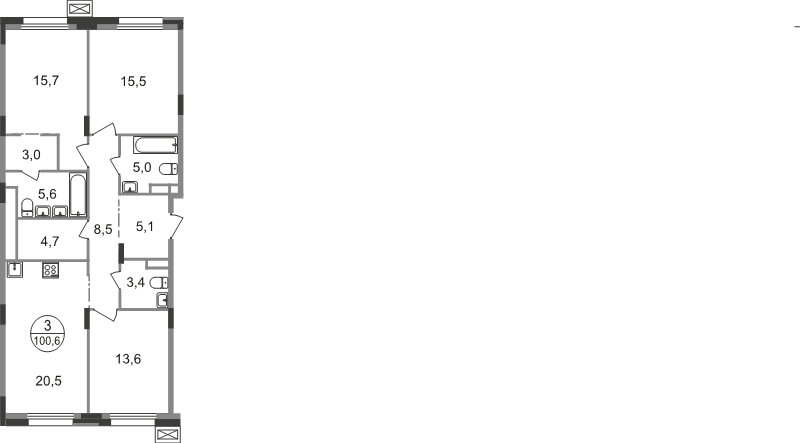 4 ккв (Евро) 100,6 м²