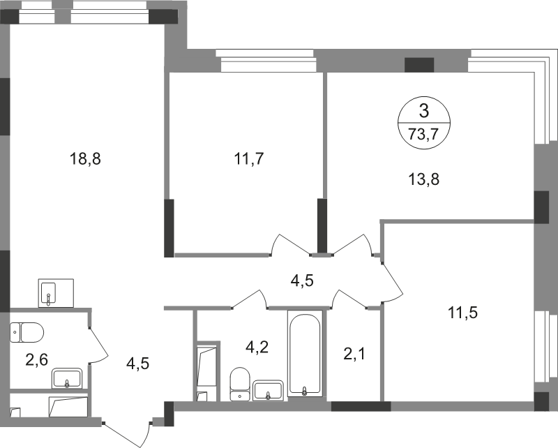 4 ккв (Евро) 73,7 м²